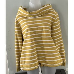 Lazy Jacks SuperSoft Pullover Sweatshirt Yellow White Striped Womens Medium